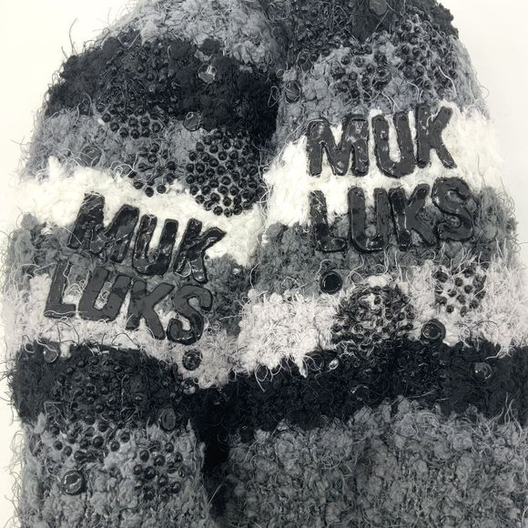 Muk Luks Womens Cabin Socks Shea Butter Non-Skid Bottom Black Gray Size S/M New - Picture 6 of 8